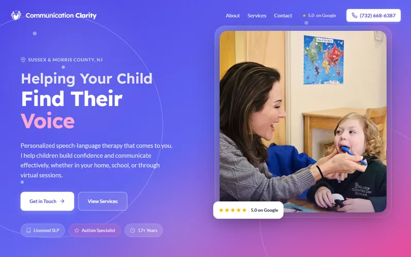 Homepage of CC Speech Therapy, built by Steve Rajeckas